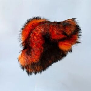 Orange and Black Faux Fur Hat